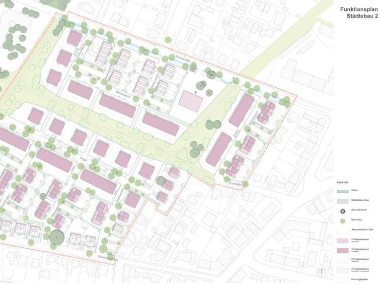 Skizze eines Baugebietes.